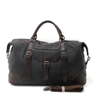 TP7 LIFESTYLE TRAVELER™ torba podróżna. Bawełna i skóra naturalna - CZARNY